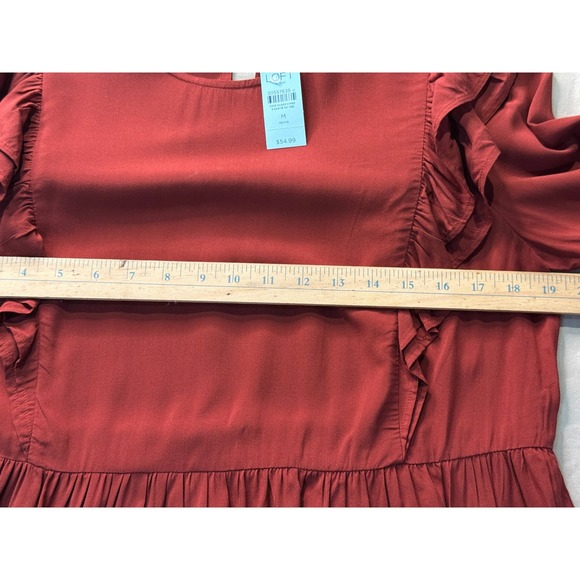 LOFT Ruffle‎ Long Sleeve Blouse Top Peplum Romantic Med Office Business Casual - Picture 8 of 11